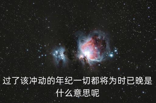 過了該沖動的年紀一切都將為時已晚是什么意思呢