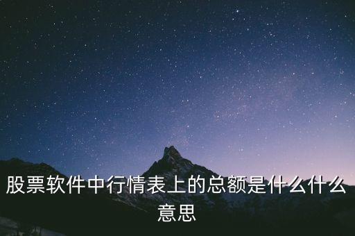 股票軟件中行情表上的總額是什么什么意思