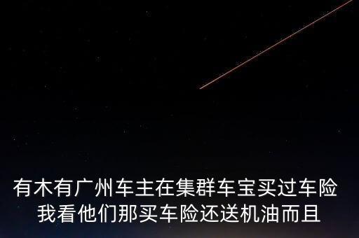 有木有廣州車主在集群車寶買過車險 我看他們那買車險還送機油而且