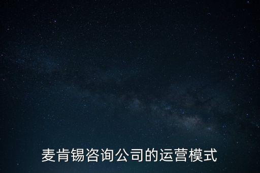 麥肯錫咨詢公司的運營模式