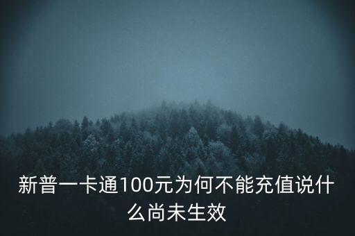 新普一卡通為什么不能沖，新普一卡通100元為何不能充值說什么尚未生效