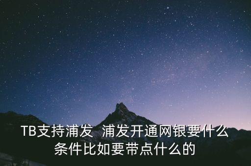 TB支持浦發(fā)  浦發(fā)開通網(wǎng)銀要什么條件比如要帶點什么的