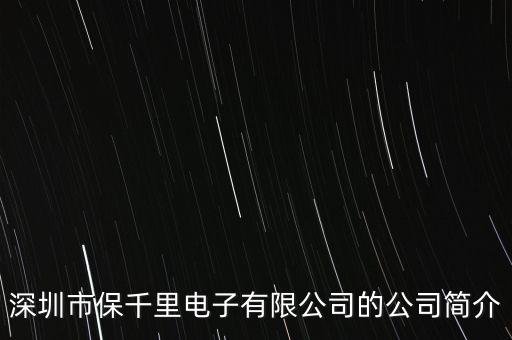 深圳市保千里電子有限公司的公司簡(jiǎn)介