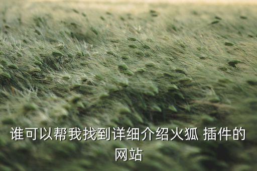 誰(shuí)可以幫我找到詳細(xì)介紹火狐 插件的網(wǎng)站