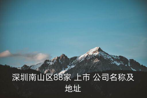 深圳南山區(qū)88家 上市 公司名稱及地址