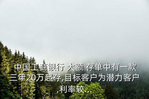  中國工商銀行 大額 存單中有一款三年20萬起存,目標(biāo)客戶為潛力客戶,利率較...