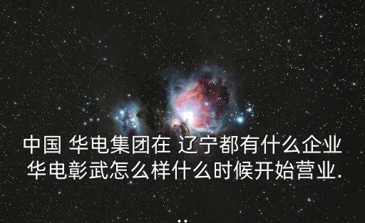 中國 華電集團(tuán)在 遼寧都有什么企業(yè) 華電彰武怎么樣什么時(shí)候開始營業(yè)...