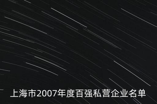 上海市2007年度百強(qiáng)私營企業(yè)名單