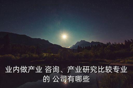 業(yè)內(nèi)做產(chǎn)業(yè) 咨詢、產(chǎn)業(yè)研究比較專業(yè)的 公司有哪些