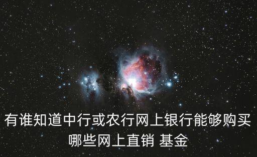 有誰知道中行或農(nóng)行網(wǎng)上銀行能夠購買哪些網(wǎng)上直銷 基金