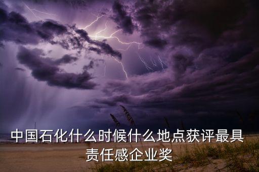 中國石化什么時候什么地點獲評最具 責任感企業(yè)獎