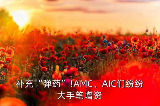 補充“彈藥”!AMC、AIC們紛紛大手筆增資