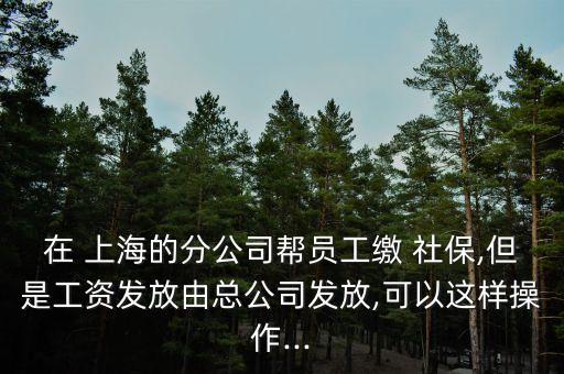 在 上海的分公司幫員工繳 社保,但是工資發(fā)放由總公司發(fā)放,可以這樣操作...