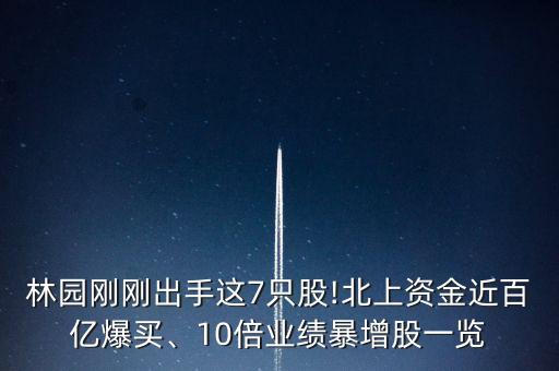 林園剛剛出手這7只股!北上資金近百億爆買、10倍業(yè)績暴增股一覽