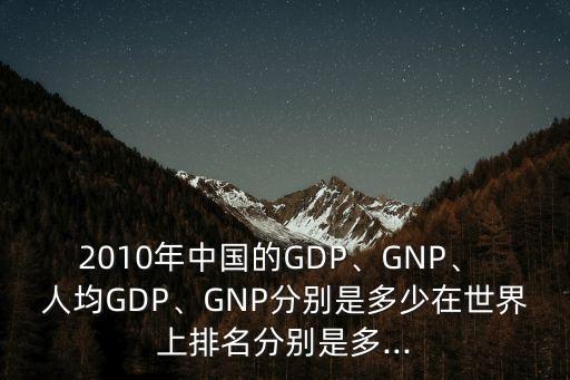 2010年中國的GDP、GNP、 人均GDP、GNP分別是多少在世界上排名分別是多...