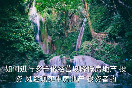 如何進(jìn)行多樣化經(jīng)營以降低房地產(chǎn) 投資 風(fēng)險現(xiàn)實中房地產(chǎn) 投資者的