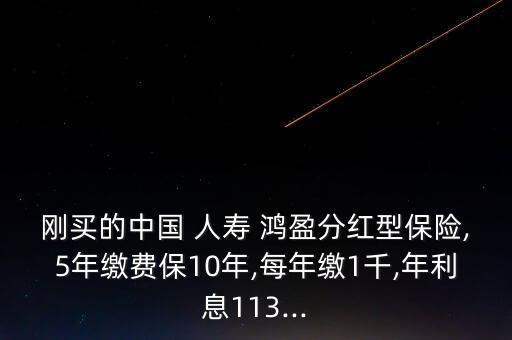 剛買的中國(guó) 人壽 鴻盈分紅型保險(xiǎn),5年繳費(fèi)保10年,每年繳1千,年利息113...