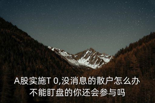 A股實施T 0,沒消息的散戶怎么辦不能盯盤的你還會參與嗎