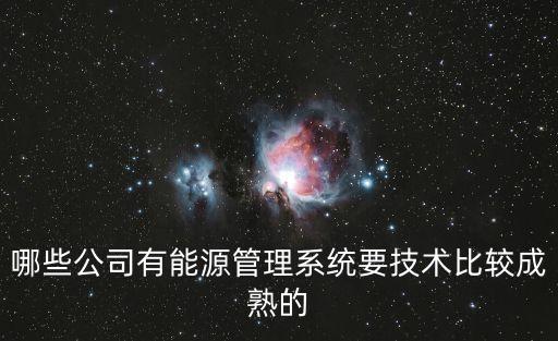 哪些公司有能源管理系統(tǒng)要技術(shù)比較成熟的