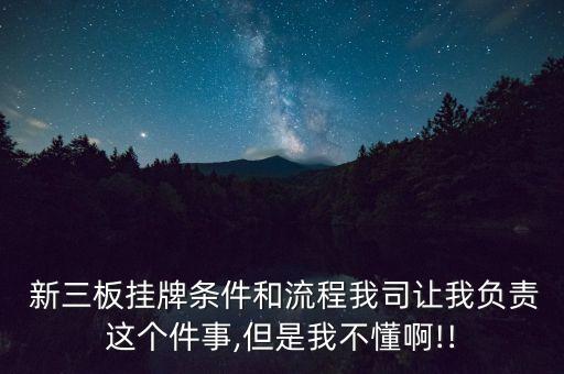  新三板掛牌條件和流程我司讓我負責這個件事,但是我不懂啊!!