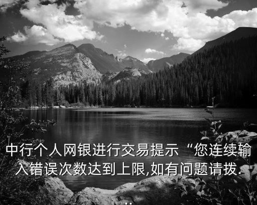 中行個人網銀進行交易提示“您連續(xù)輸入錯誤次數(shù)達到上限,如有問題請撥...