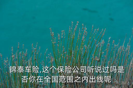  錦泰車(chē)險(xiǎn),這個(gè)保險(xiǎn)公司聽(tīng)說(shuō)過(guò)嗎是否你在全國(guó)范圍之內(nèi)出線(xiàn)呢