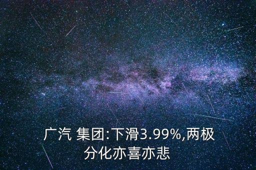  廣汽 集團(tuán):下滑3.99%,兩極分化亦喜亦悲