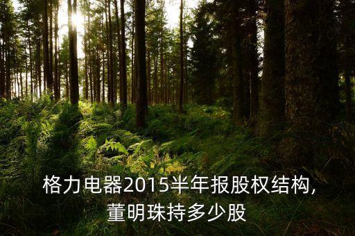  格力電器2015半年報股權結構,董明珠持多少股