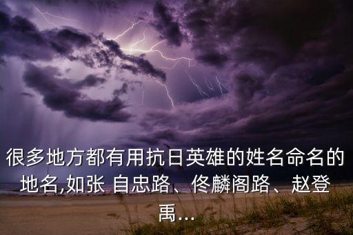 很多地方都有用抗日英雄的姓名命名的地名,如張 自忠路、佟麟閣路、趙登禹...