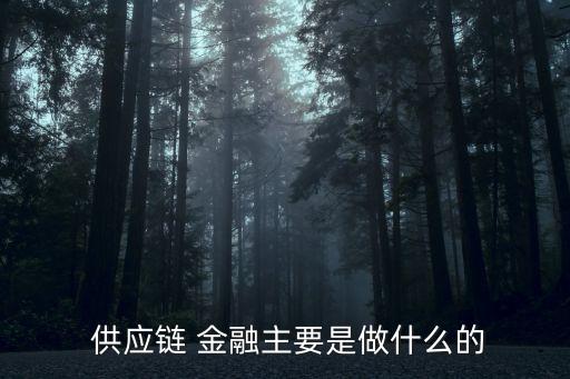  供應(yīng)鏈 金融主要是做什么的