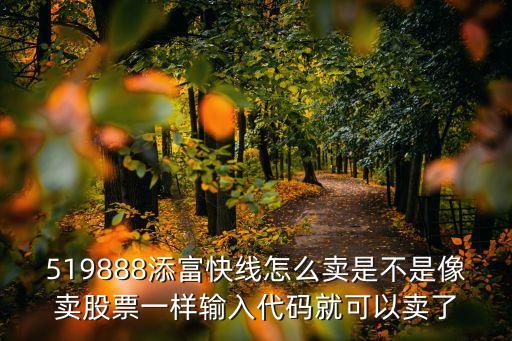 519888添富快線怎么賣是不是像賣股票一樣輸入代碼就可以賣了