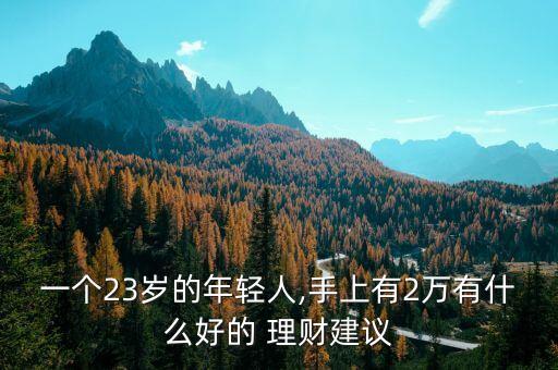 一個23歲的年輕人,手上有2萬有什么好的 理財(cái)建議