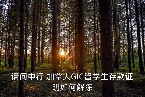 請(qǐng)問(wèn)中行 加拿大GIC留學(xué)生存款證明如何解凍