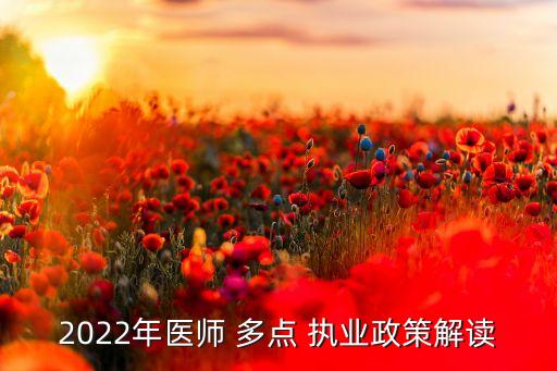 2022年醫(yī)師 多點 執(zhí)業(yè)政策解讀