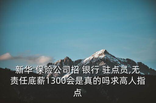 新華 保險公司招 銀行 駐點員,無責(zé)任底薪1300會是真的嗎求高人指點