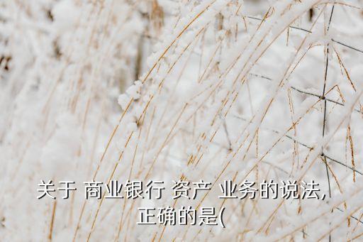 關(guān)于 商業(yè)銀行 資產(chǎn) 業(yè)務(wù)的說法,正確的是(