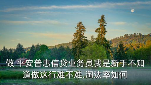 做 平安普惠信貸業(yè)務(wù)員我是新手不知道做這行難不難,淘汰率如何