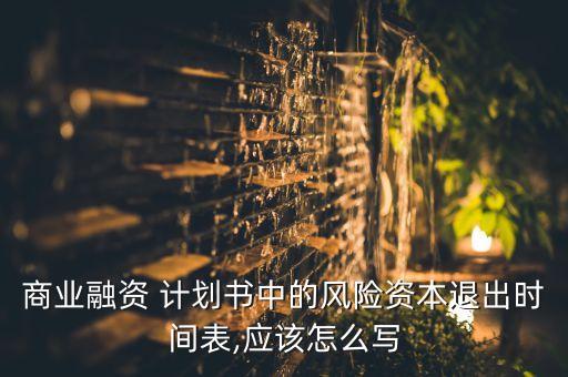 商業(yè)融資 計劃書中的風(fēng)險資本退出時間表,應(yīng)該怎么寫