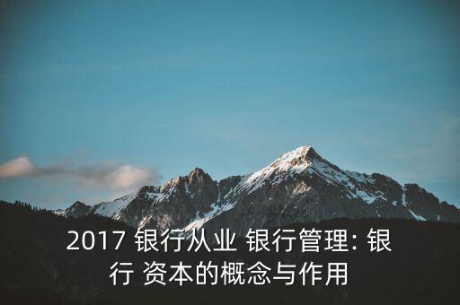 2017 銀行從業(yè) 銀行管理: 銀行 資本的概念與作用