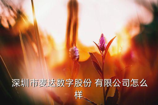  深圳市麥達(dá)數(shù)字股份 有限公司怎么樣