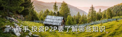 新手 投資P2P要了解哪些知識(shí)