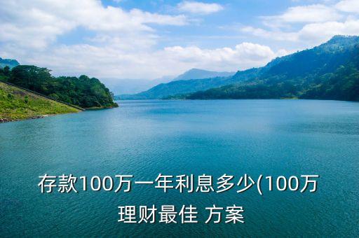 存款100萬一年利息多少(100萬 理財最佳 方案