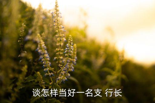 談怎樣當(dāng)好一名支 行長