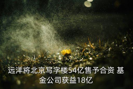 遠(yuǎn)洋將北京寫字樓54億售予合資 基金公司獲益18億