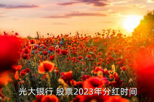  光大銀行 股票2023年分紅時間