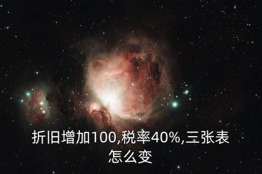 折舊增加100,稅率40%,三張表怎么變