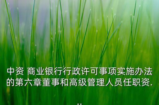 中資 商業(yè)銀行行政許可事項實施辦法的第六章董事和高級管理人員任職資...