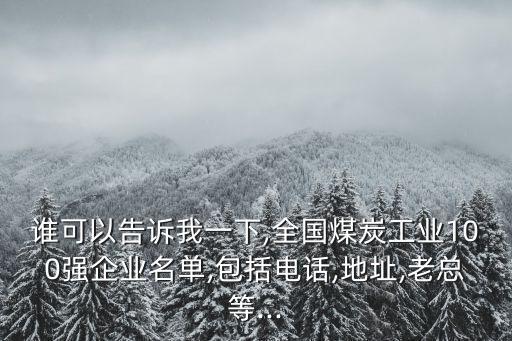 誰可以告訴我一下,全國煤炭工業(yè)100強企業(yè)名單,包括電話,地址,老總等...