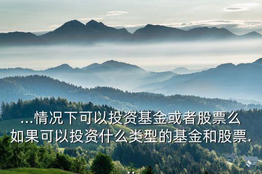 ...情況下可以投資基金或者股票么如果可以投資什么類型的基金和股票...