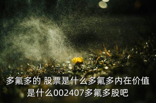 多氟多的 股票是什么多氟多內(nèi)在價(jià)值是什么002407多氟多股吧